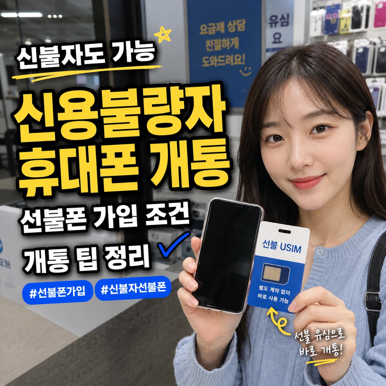 신용불량자 휴대폰 개통 선불폰 가입 조건과 개통 팁 안내 이미지