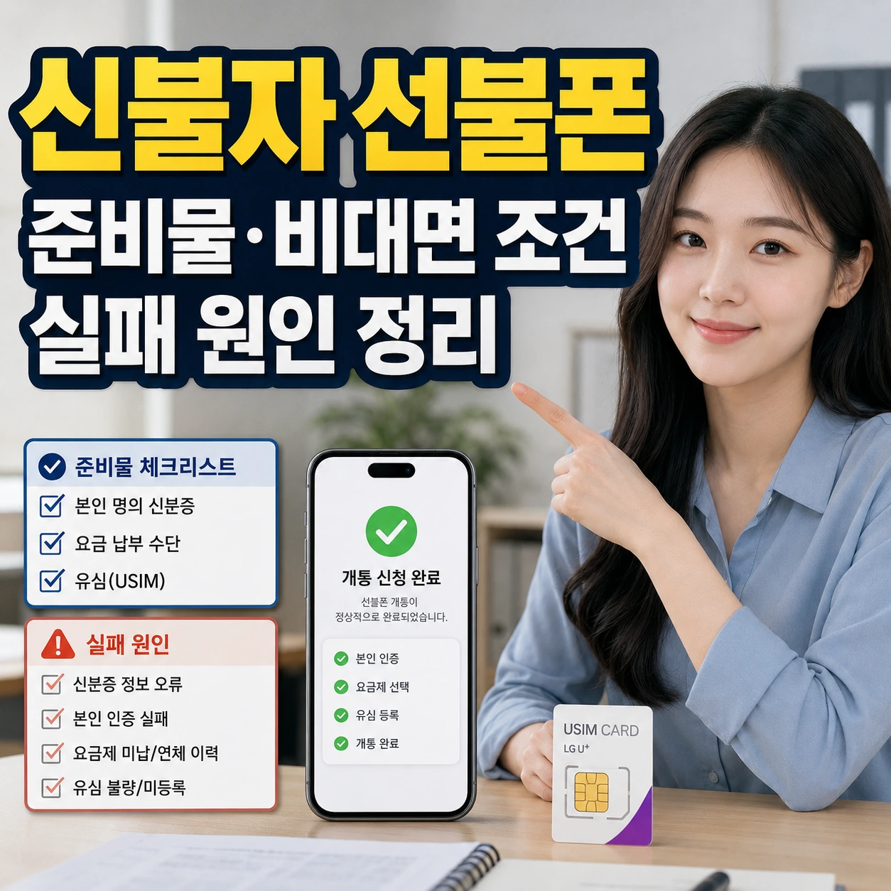 신불자 선불폰 개통 준비물과 비대면 신청 조건 실패 원인 안내 이미지