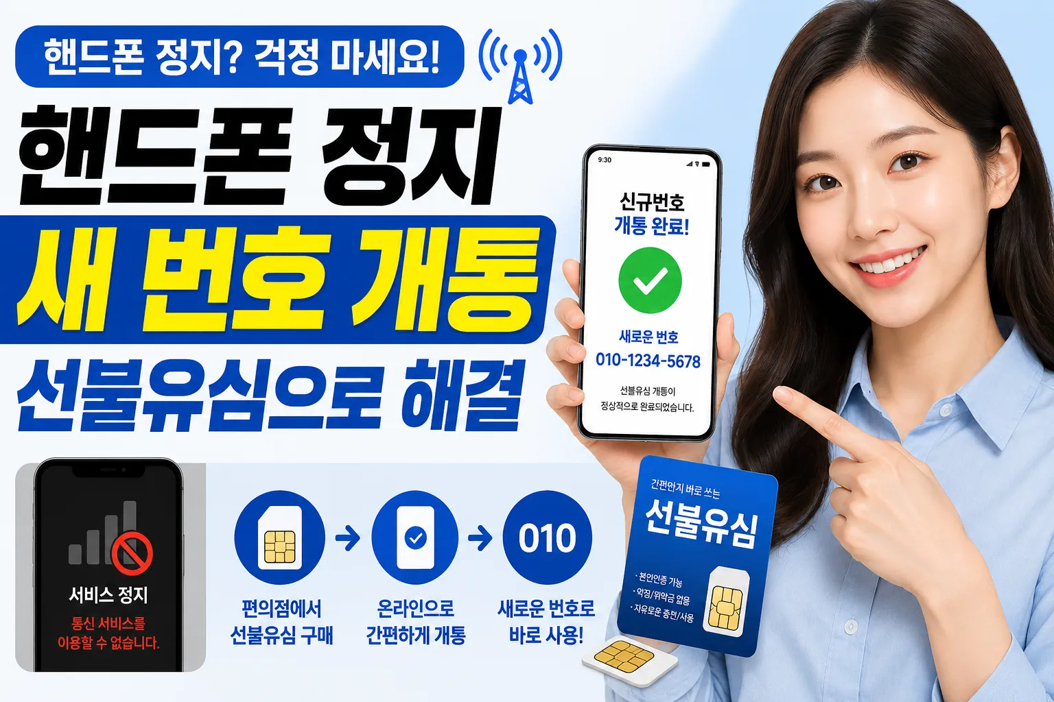 핸드폰 정지 상태에서 새로운 번호 개통과 선불유심 개통 방법 안내 이미지