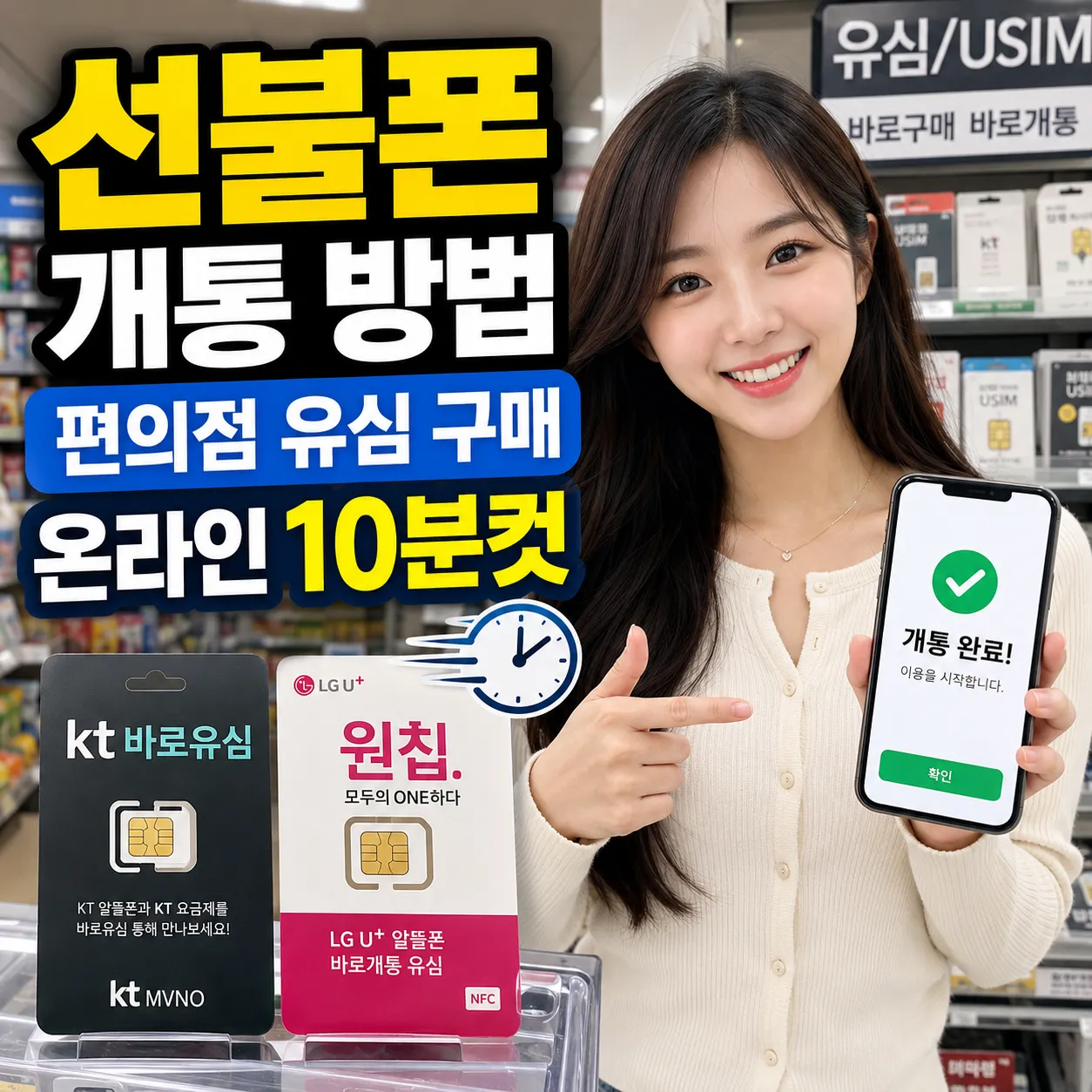 선불폰 개통 방법과 편의점 선불유심 구매 후 온라인 개통 절차 안내 이미지