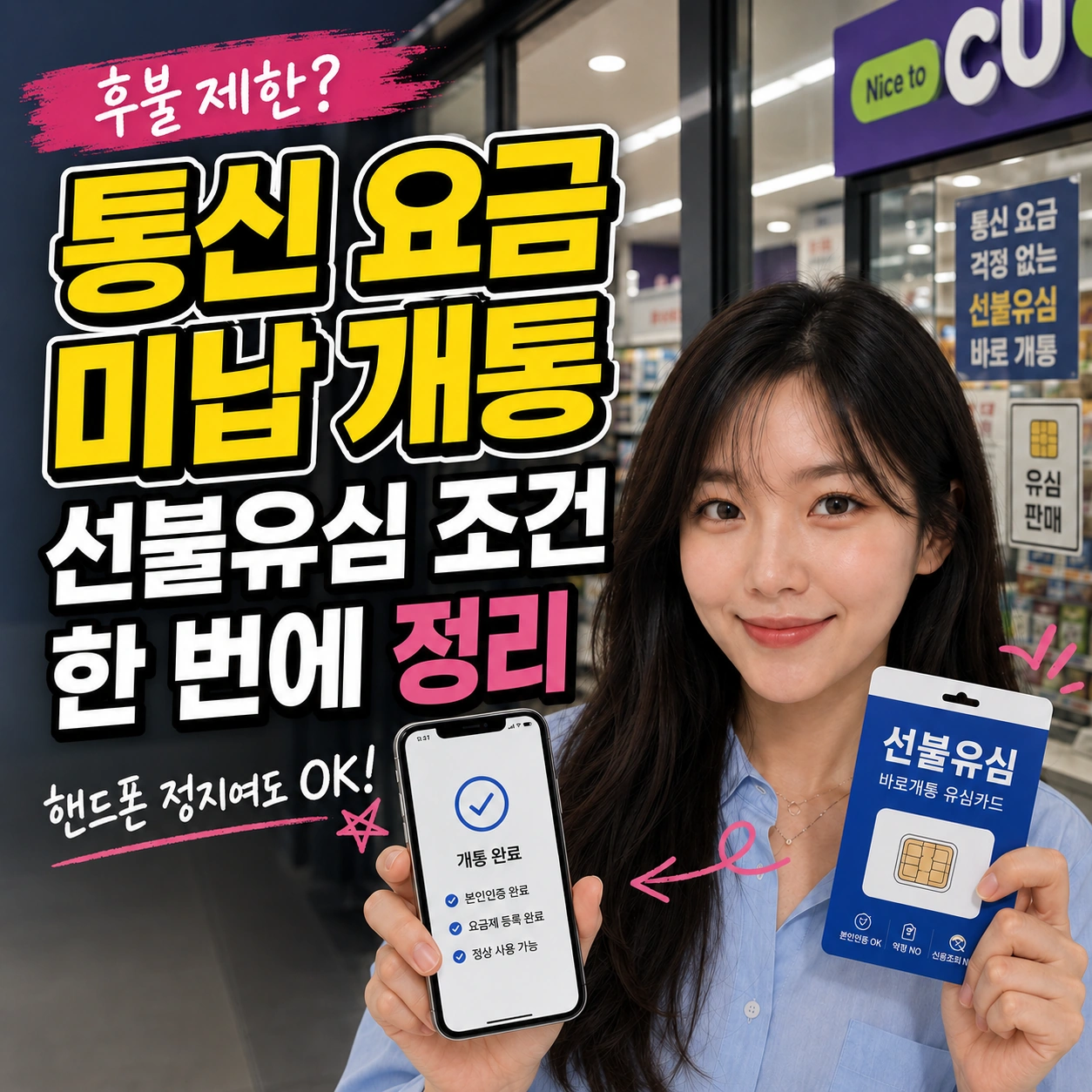 통신 요금 미납 개통 가능한 방법과 후불 제한 선불유심 조건 안내 이미지
